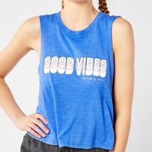 Spiritual Gangster Good Vibes Xs Women's blue tank top